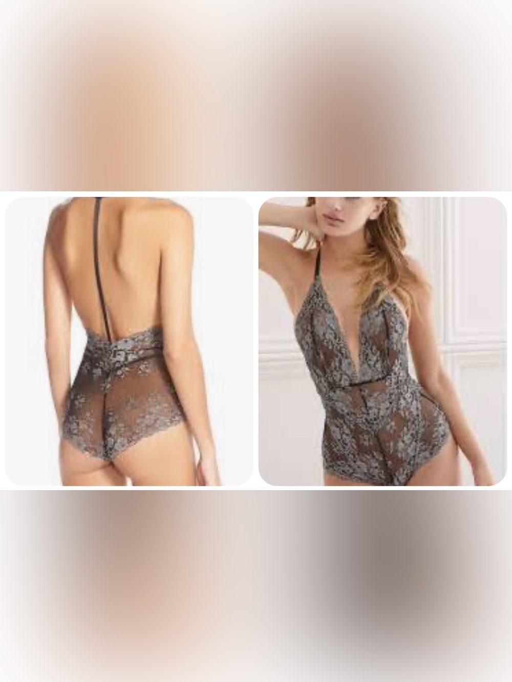Wishlist Sheer Lace V-Neck Bodysuit - Black